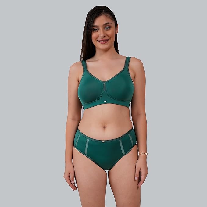 SOIE Bra & Brief Set – Women’s Full Coverage Minimiser with High Waist Bottom